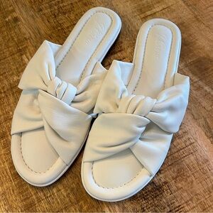 J.Crew Menorca Twist Knot Leather Slide Sandals Ivory Padded Size 9.5